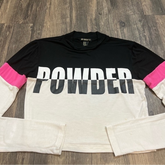 Women’s Forever 21 Printed Long Sleeves Crop Top Mock Neck Size XS - Picture 5 of 10